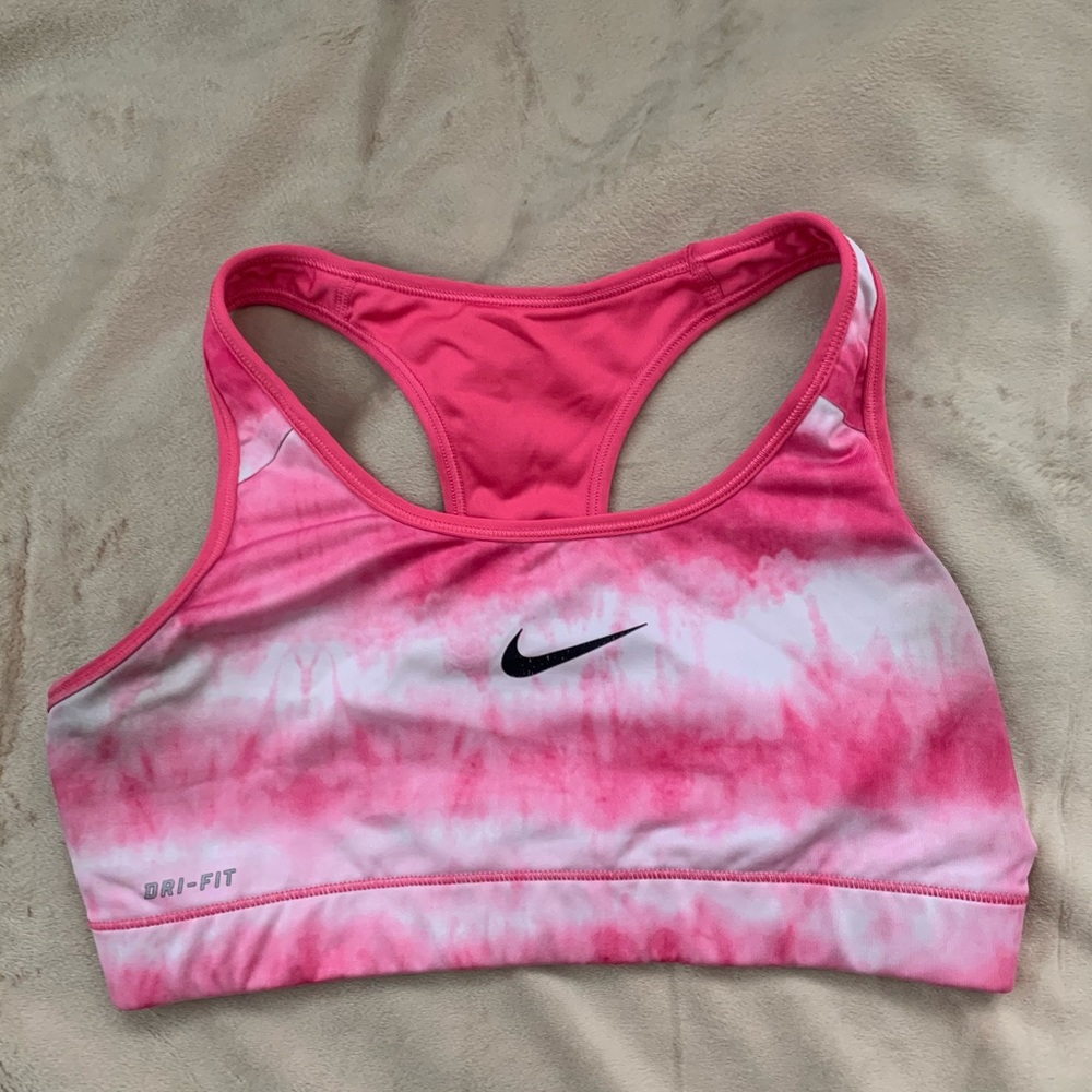 Pink Nike sports bra